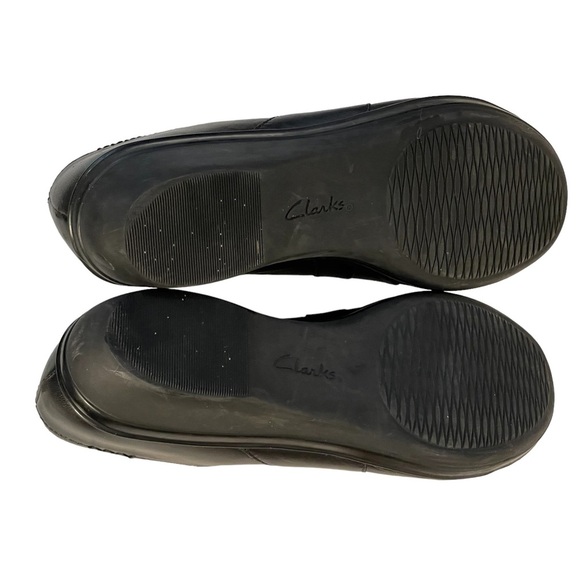 Collection By Clarks Cushion Comfort Black Slip On Low Wedge Loafer Shoe Sz 7 - Picture 8 of 10